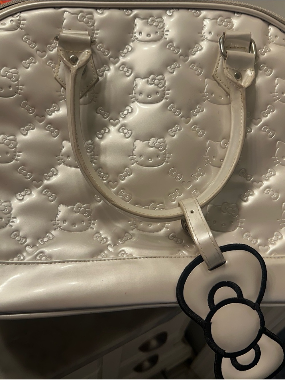 Loungefly White Patent Hello Kitty Embossed Satchel